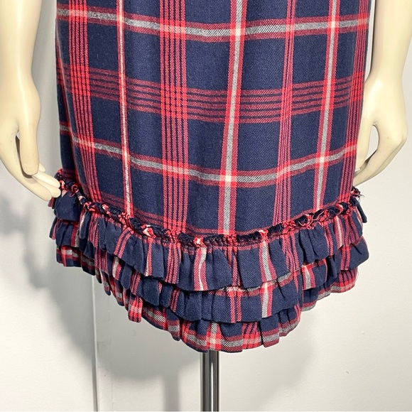 Fall/Winter - Fine Garments by Bell Navy/Red Plaid Bow Ruffles Dress Sz 2 - Picture 5 of 11
